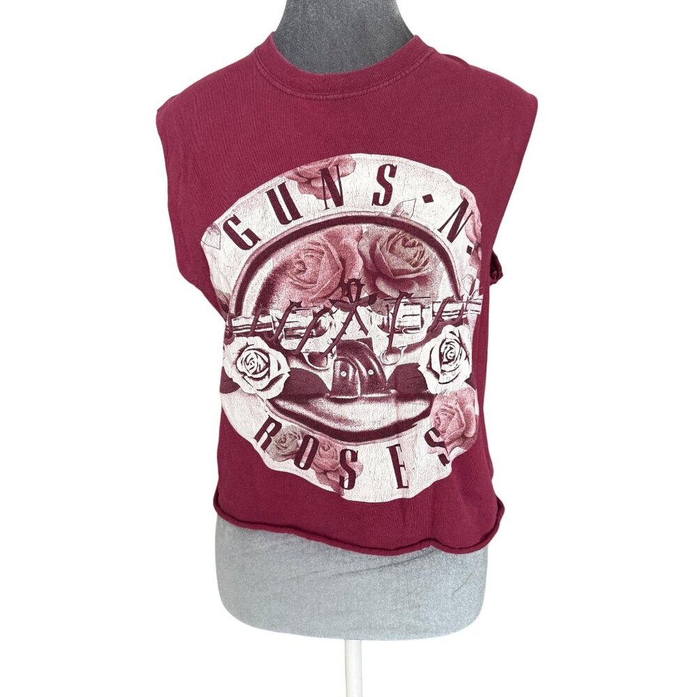 Guns N Roses Sleeveless Maroon Cutoff T-Shirt By Bravado